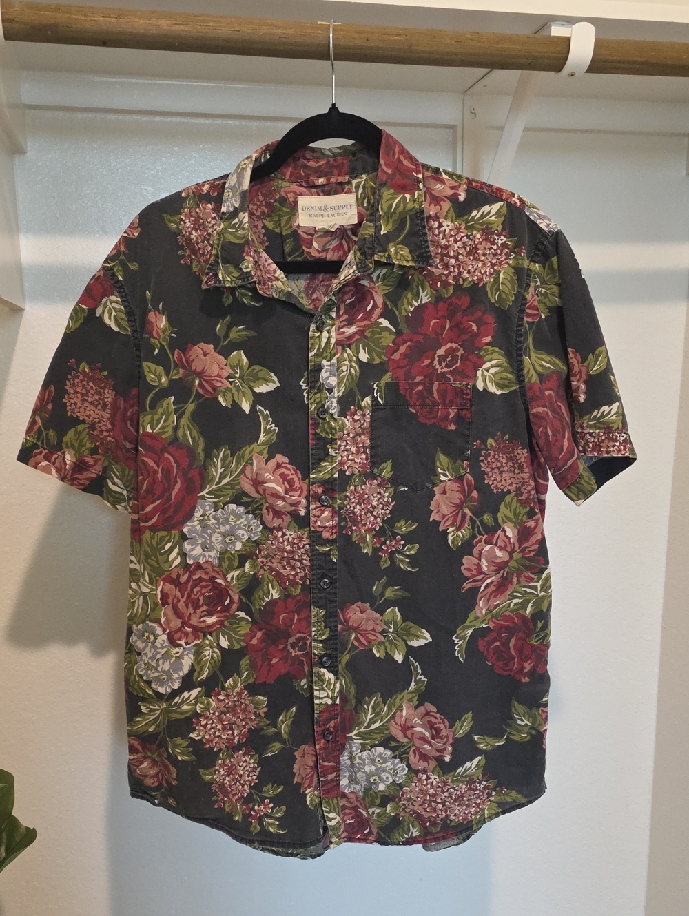 Denim & Supply Ralph Lauren Black Floral Short-Sleeve Button-Down
